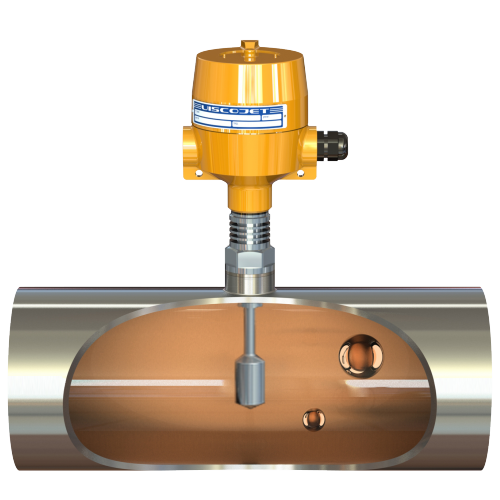 Viscojet in pipe elbow with no guards or spool pieces